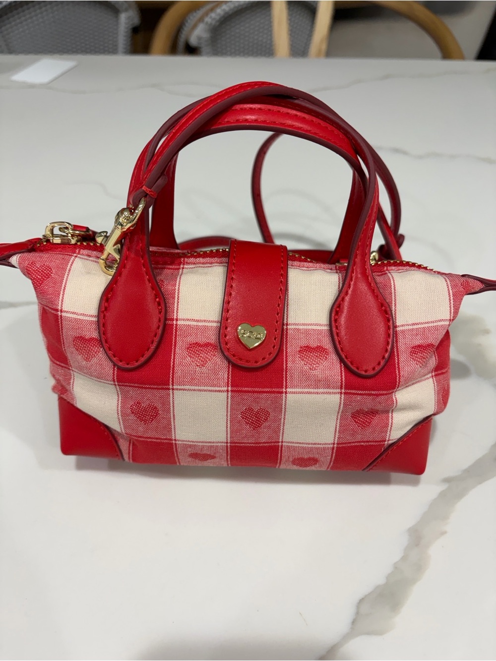Stoney Clover red heart checkered pochette
